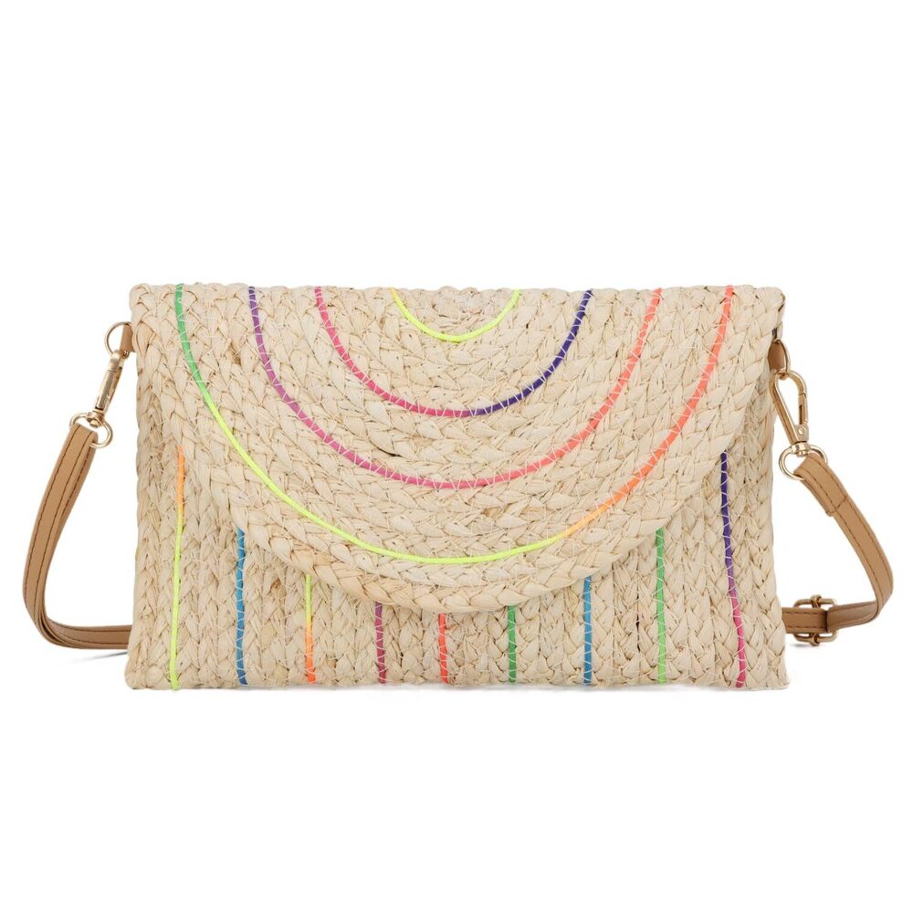 7996 Straw Shoulder Bag Woven Purse Beach Envelope Clutch Straw Wallet